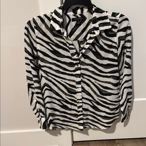 Zebra Print Button-Up Blouse